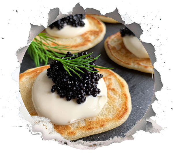 1. Caviar and Crème Fraîche Blinis