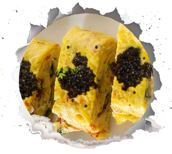 Caviar Omelette Roll-Ups